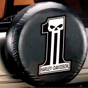 Harley Davidson Spare Tire Cover: Black: Skull Willie G #1